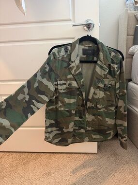 J. Crew Green and Brown Camouflage Utility Jacket